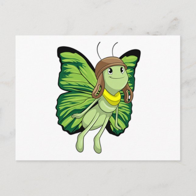 Butterfly as Pilot with Pilot hat Postcard (Front)