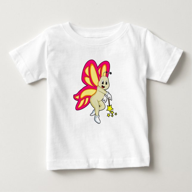 Butterfly as Wizard with Magic wand Baby T-Shirt (Front)