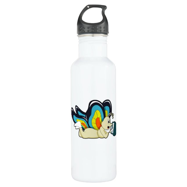 Butterfly at Reading with Book 710 Ml Water Bottle (Front)