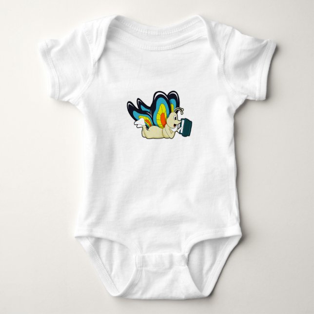 Butterfly at Reading with Book Baby Bodysuit (Front)