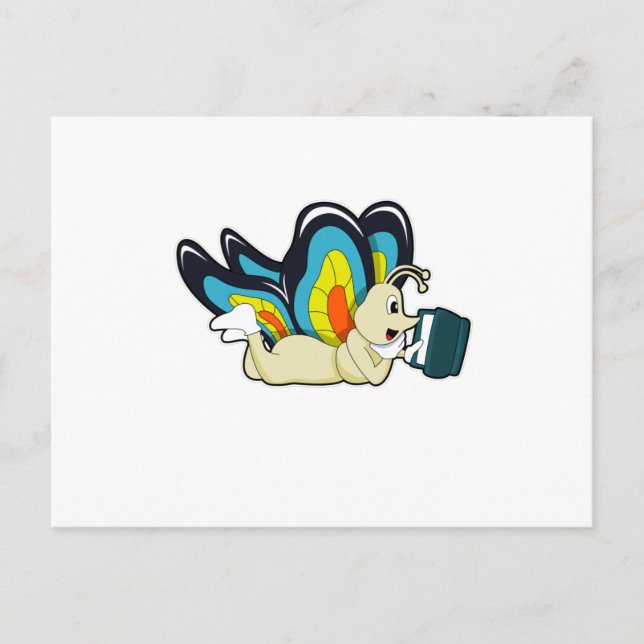 Butterfly at Reading with Book Postcard (Front)