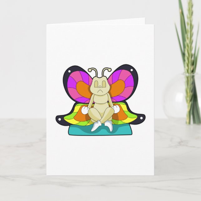 Butterfly at Yoga in Cross-legged Card (Front)