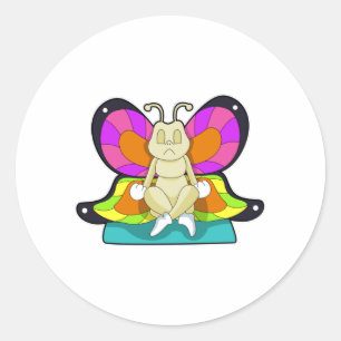 Butterfly at Yoga in Cross-legged Classic Round Sticker