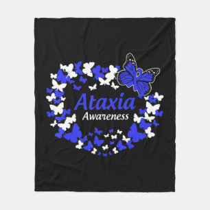 butterfly ataxia warrior with blue ribbon T-Shirt3 Fleece Blanket