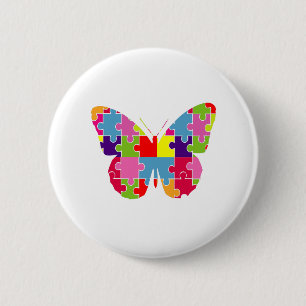 Butterfly Autism Awareness Amazing Colourful Puzzl 6 Cm Round Badge
