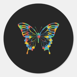 Butterfly Autism Awareness Amazing Puzzle Gift  Classic Round Sticker