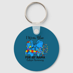 Butterfly autism bow i wear blue for my mama key ring