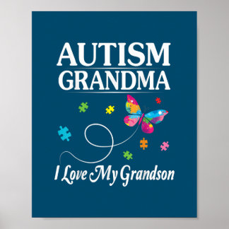 Butterfly Autism Grandma I Love My Grandson Awaren Poster