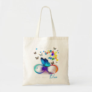 Butterfly Autism In April We Wear Blue Autism Awar Tote Bag