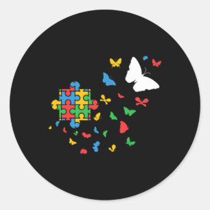 Butterfly Autism Puzzle Autistic Autism Awareness Classic Round Sticker