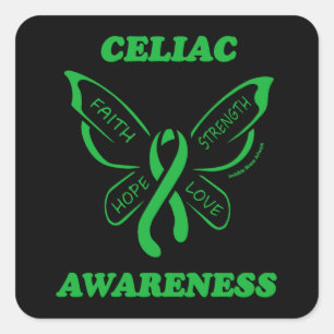 Butterfly/Awareness...Celiac Square Sticker