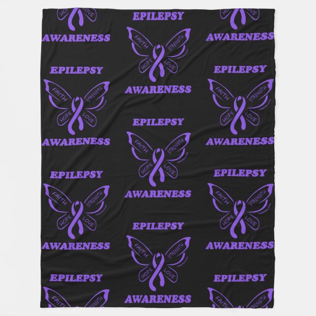 Butterfly/Awareness...Epilepsy Fleece Blanket (Front)