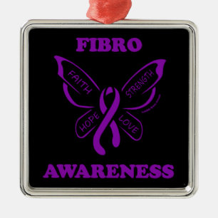 Butterfly/Awareness...Fibro Metal Ornament