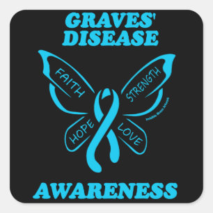 Butterfly/Awareness...Graves' Square Sticker
