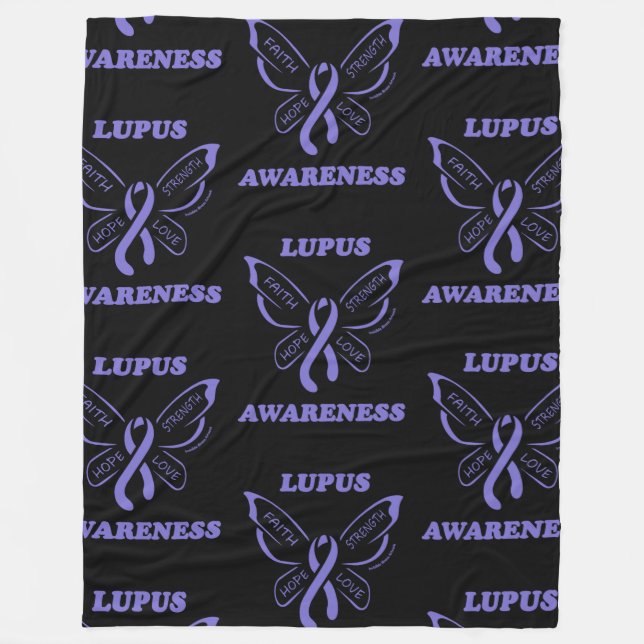 Butterfly/Awareness...Lupus Fleece Blanket (Front)