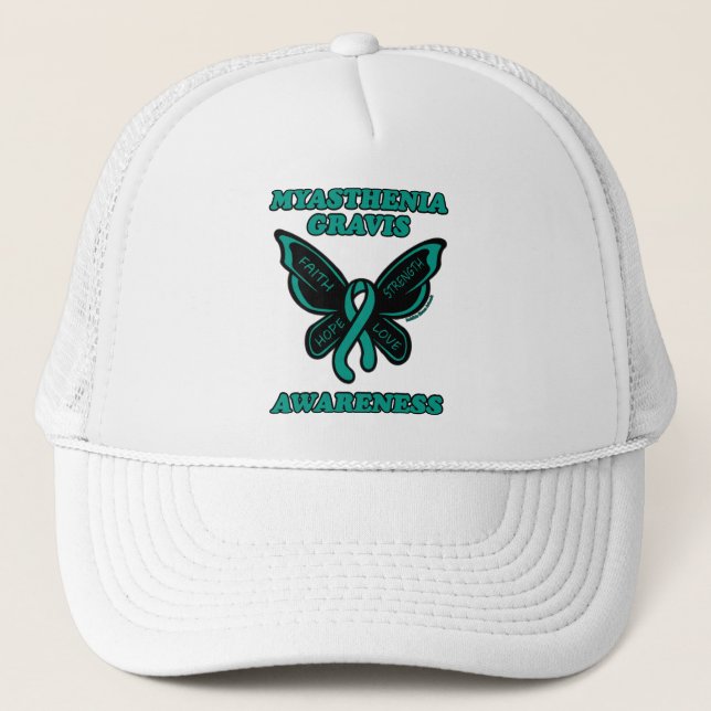 Butterfly/Awareness...Myasthenia Gravis Trucker Ha Hat (Front)