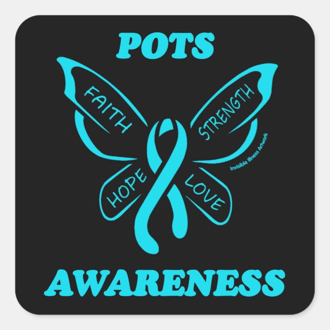 Butterfly/Awareness...POTS Square Sticker (Front)