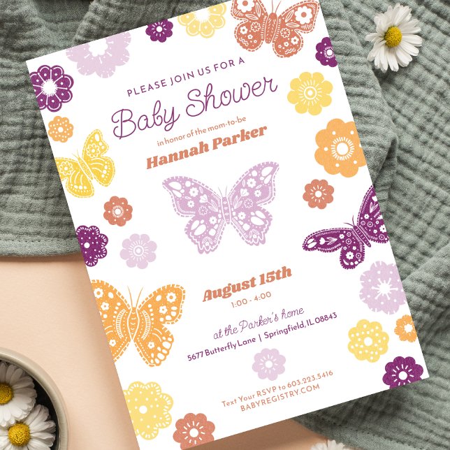 Butterfly Baby Girl Shower Invitation (Creator Uploaded)