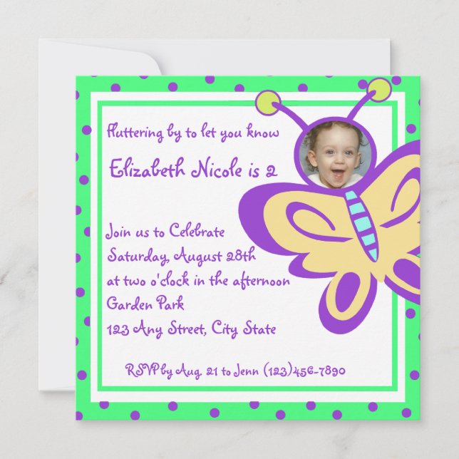 Butterfly Baby Photo Invitation (Front)