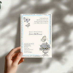 Butterfly Baby Shower Blue Coquette Girl Invitation