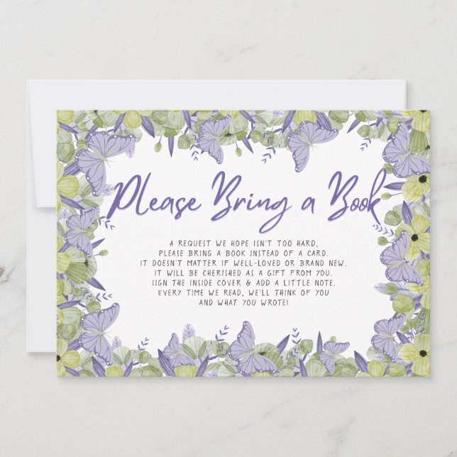 Butterfly Baby Shower Book Request Enclosure Card (Front)