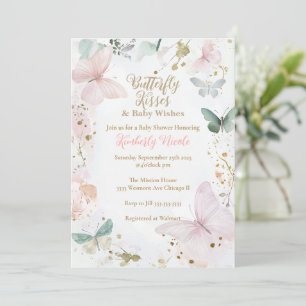 Butterfly baby shower butterfly kisses baby shower invitation