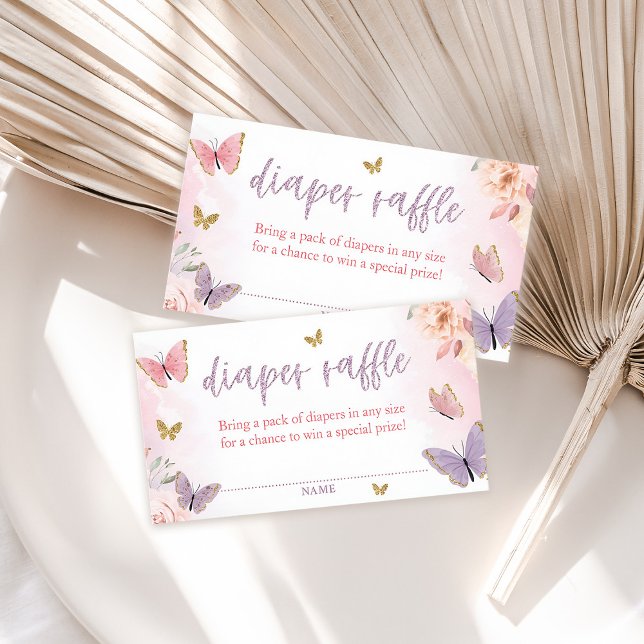 Butterfly Baby Shower Diaper Raffle Enclosure Card (Butterfly Baby Shower Diaper Raffle Cards)