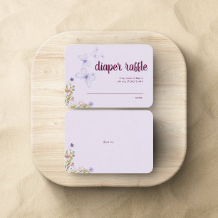 Butterfly Baby Shower Diaper Raffle Purple Enclosure Card