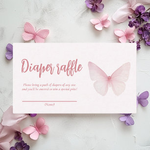 "Butterfly Baby Shower Diaper Raffle Ticket" Enclosure Card