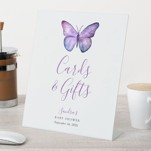 Butterfly Baby Shower Elegant Cards and Gifts Pedestal Sign (In SItu)