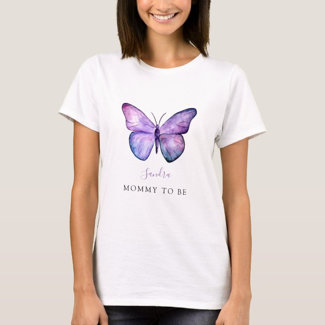 Butterfly Baby Shower Elegant Mummy to be T-Shirt (Front)