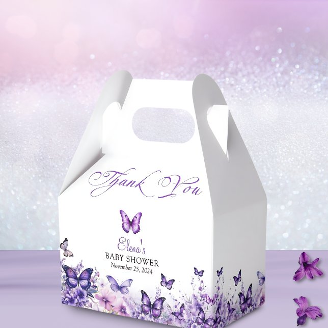 Butterfly Baby Shower Elegant Purple Floral Favour Box (Creator Uploaded)