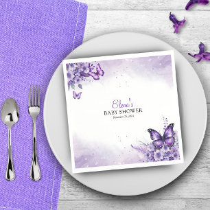 Butterfly Baby Shower Elegant Purple Floral Napkin