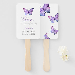 Butterfly Baby Shower Elegant Thank you Script   Hand Fan