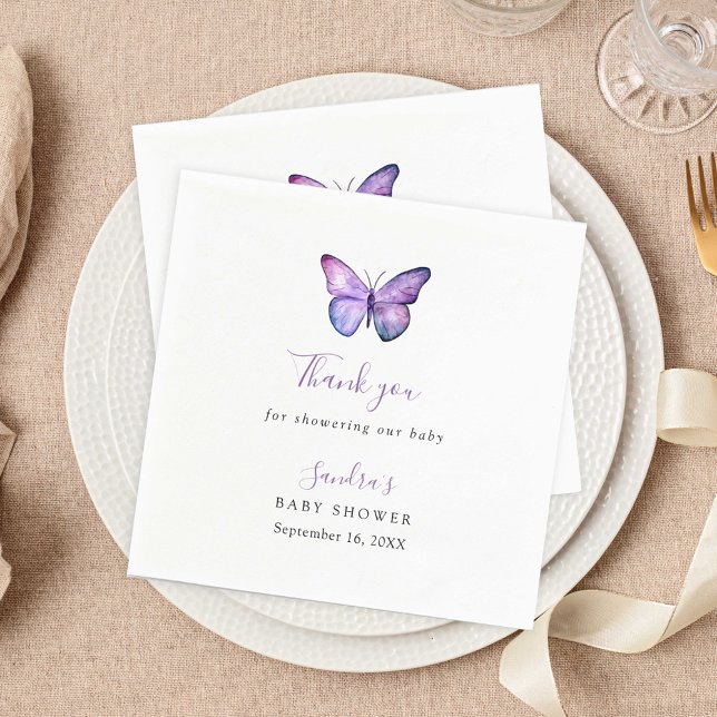 Butterfly Baby Shower Elegant Thank you Script  Napkin (Creator Uploaded)