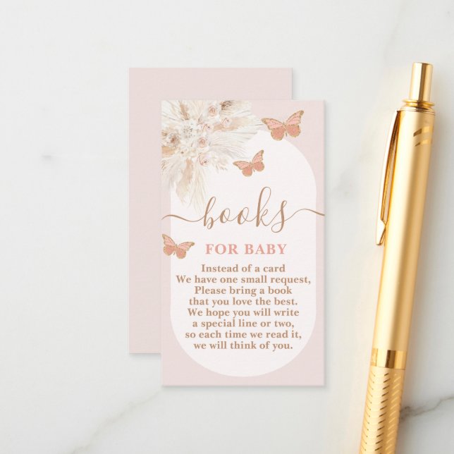 Butterfly Baby Shower Girl Books for Baby Enclosure Card (Front/Back In Situ)