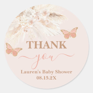 Butterfly Baby Shower Girl Classic Round Sticker