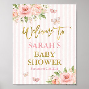 Butterfly Baby Shower girl welcome sign