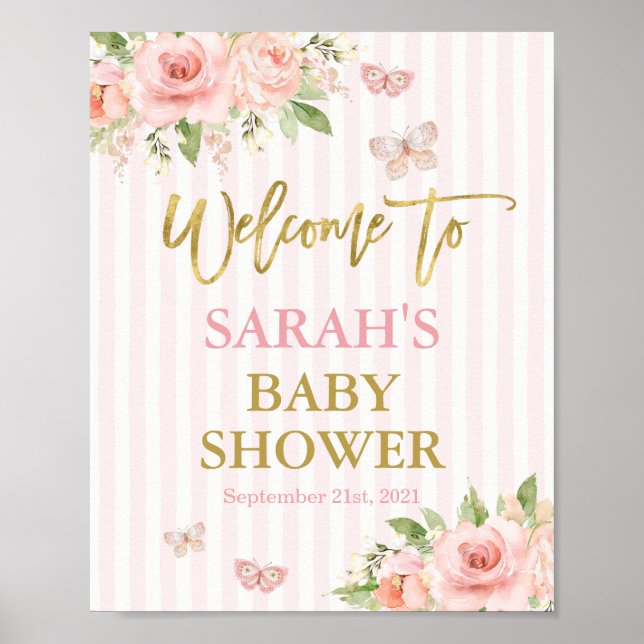 Butterfly Baby Shower girl welcome sign (Front)