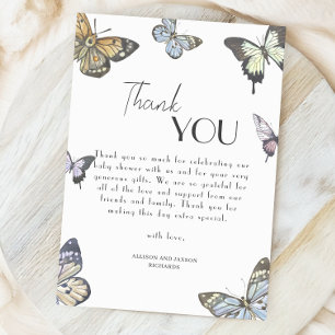 Butterfly Baby Shower Gratitude Wishes Thank You Card