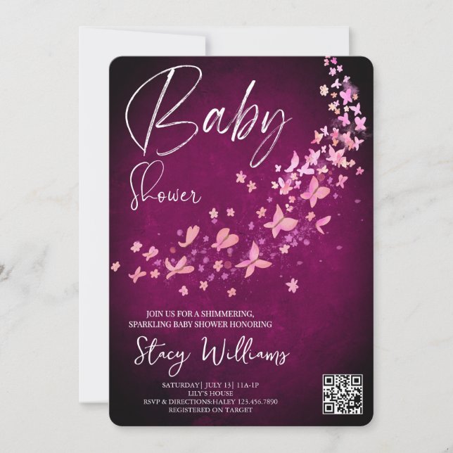 Butterfly Baby Shower Invitation (Front)