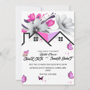Butterfly Baby Shower Invitation, Pink Purple Butt Invitation