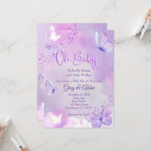 Butterfly Baby Shower Invitation Purple