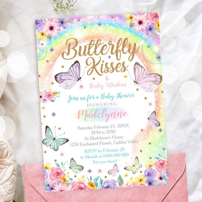 Butterfly Baby Shower Invitation Rainbow Butterfly (Creator Uploaded)