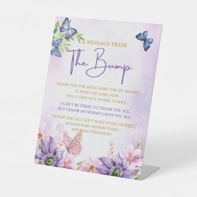 Butterfly Baby Shower It's A Girl Pedestal Sign (Front)