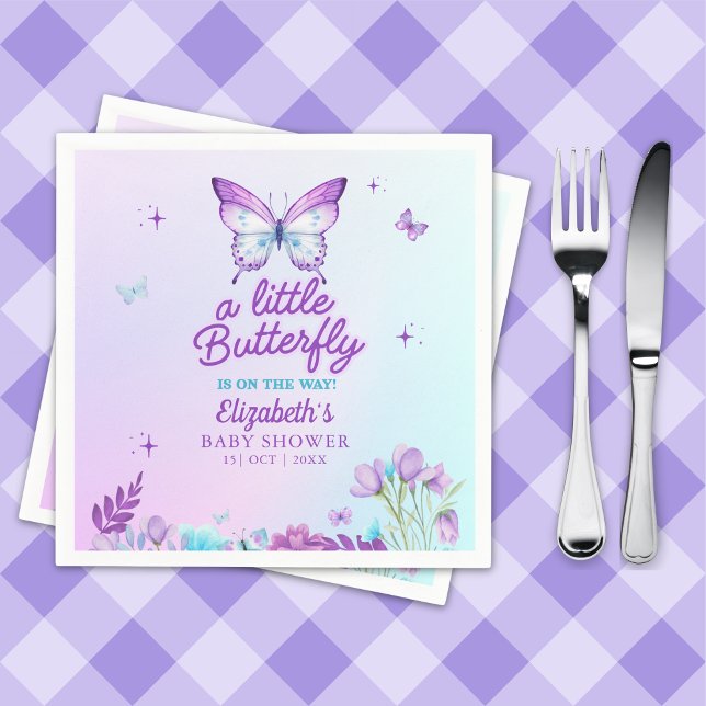 Butterfly Baby Shower Napkins | Pink & Purple  (Creator Uploaded)