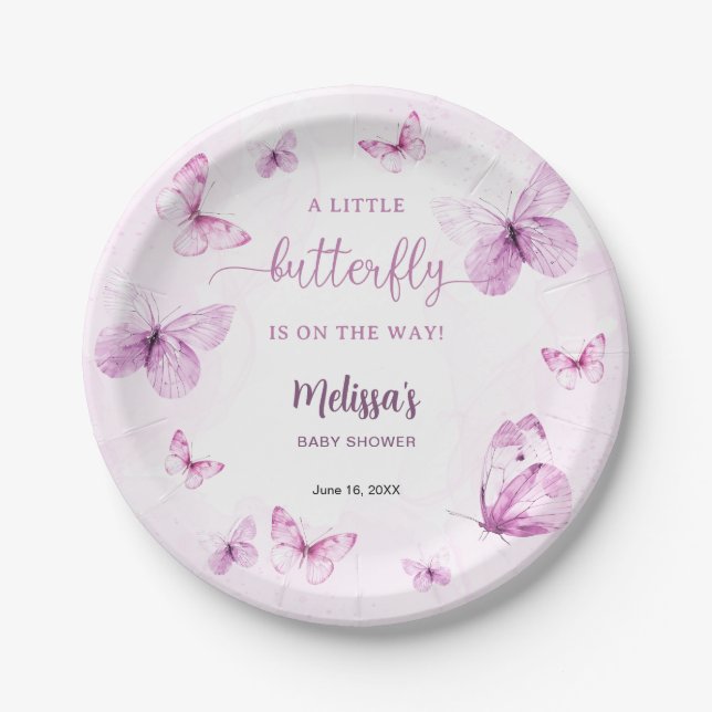 Butterfly Baby Shower Paper Plate (Front)