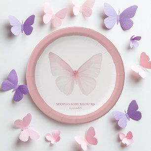 "Butterfly Baby Shower Paper Plates" Paper Plate