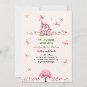 Butterfly Baby Shower Purple Floral Pink Girl Invitation