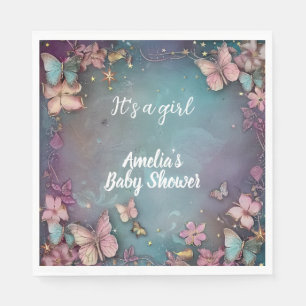 Butterfly Baby Shower Purple  Napkin